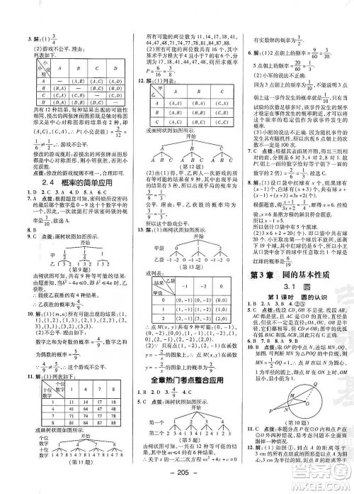 陕西人民教育出版社2021典中点九年级全一册数学浙教版参考答案