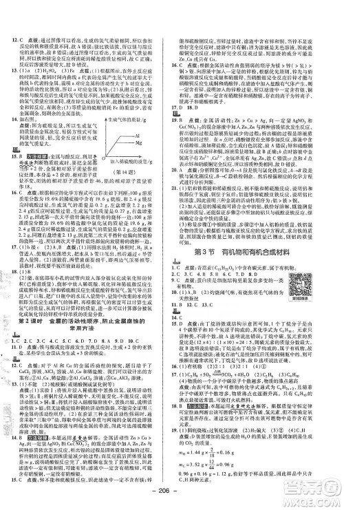 陕西人民教育出版社2021典中点九年级全一册科学浙教版参考答案