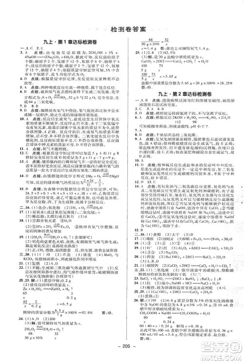 陕西人民教育出版社2021典中点九年级全一册科学华师版参考答案 陕西人民教育出版社2021典中点九年级全一册科学华师版参考答案