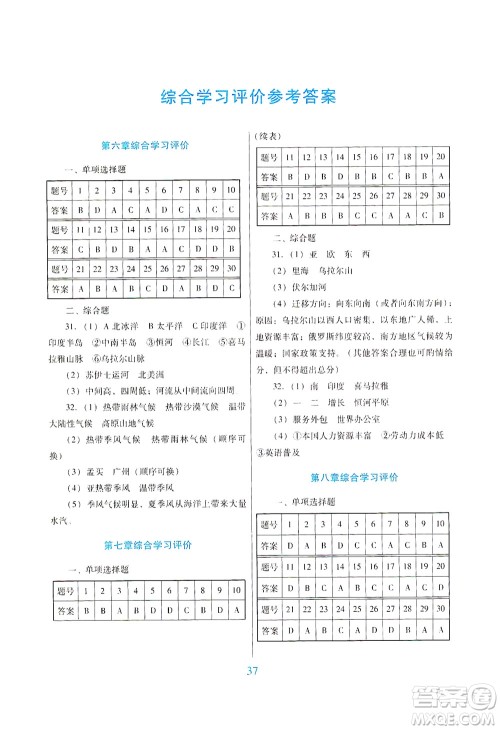 广东教育出版社2021南方新课堂金牌学案地理七年级下册人教版答案