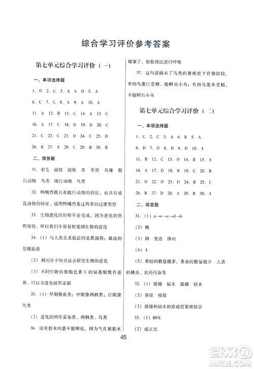 广东教育出版社2021南方新课堂金牌学案生物学八年级下册人教版答案 广东教育出版社2021南方新课堂金牌学案生物学八年级下册人教版答案