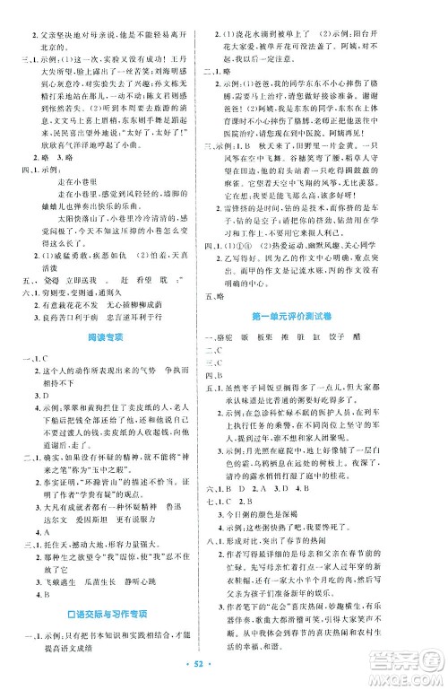 人民教育出版社2021小学同步测控优化设计六年级语文下册人教版答案 人民教育出版社2021小学同步测控优化设计六年级语文下册人教版答案