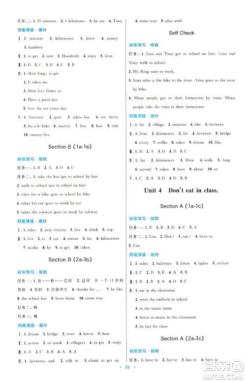 人民教育出版社2021初中同步测控优化设计七年级英语下册人教版答案