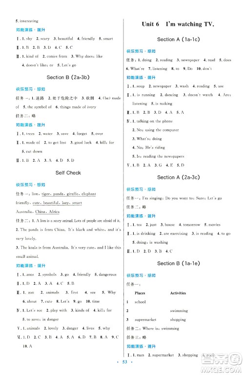 人民教育出版社2021初中同步测控优化设计七年级英语下册人教版答案