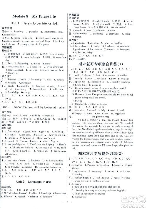 广东教育出版社2021南方新课堂金牌学案英语九年级下册外研版答案