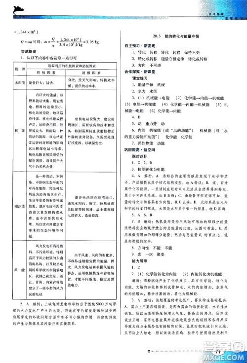 广东教育出版社2021南方新课堂金牌学案物理九年级下册粤教沪科版答案 广东教育出版社2021南方新课堂金牌学案物理九年级下册粤教沪科版答案