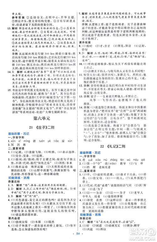 人民教育出版社2021初中同步测控优化设计八年级语文下册人教版答案 人民教育出版社2021初中同步测控优化设计八年级语文下册人教版答案