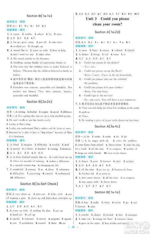 人民教育出版社2021初中同步测控优化设计八年级英语下册人教版答案