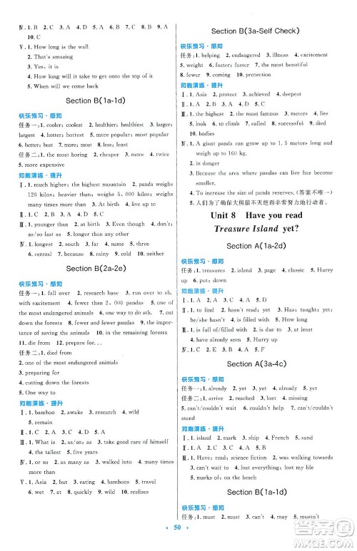 人民教育出版社2021初中同步测控优化设计八年级英语下册人教版答案