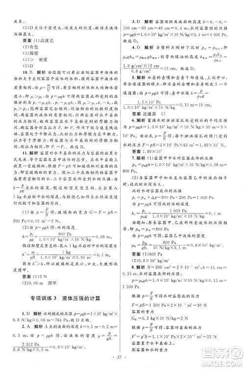 人民教育出版社2021初中同步测控优化设计八年级物理下册人教版答案 人民教育出版社2021初中同步测控优化设计八年级物理下册人教版答案