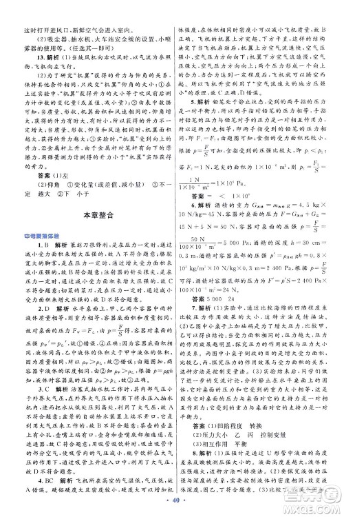 人民教育出版社2021初中同步测控优化设计八年级物理下册人教版答案 人民教育出版社2021初中同步测控优化设计八年级物理下册人教版答案