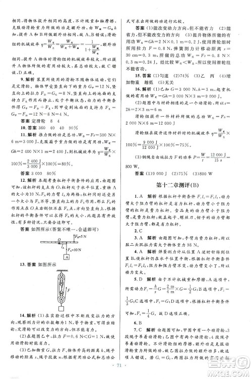 人民教育出版社2021初中同步测控优化设计八年级物理下册人教版答案