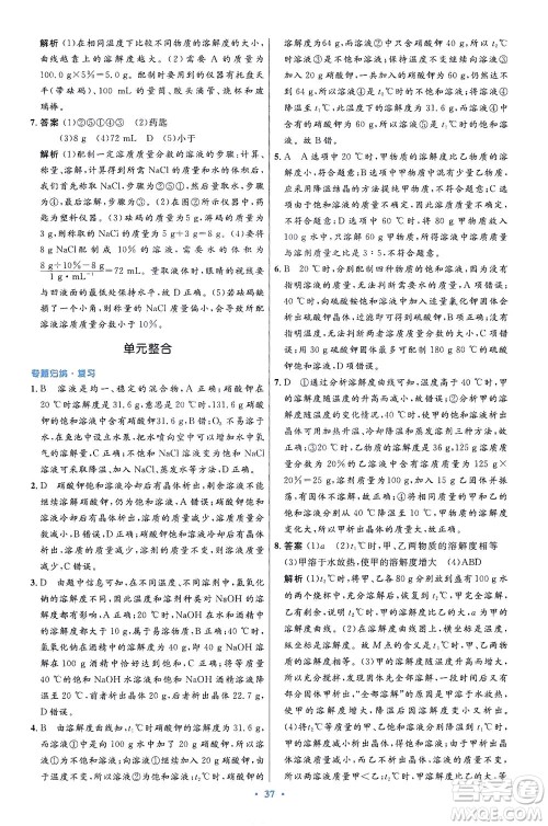 人民教育出版社2021初中同步测控优化设计九年级化学下册人教版答案