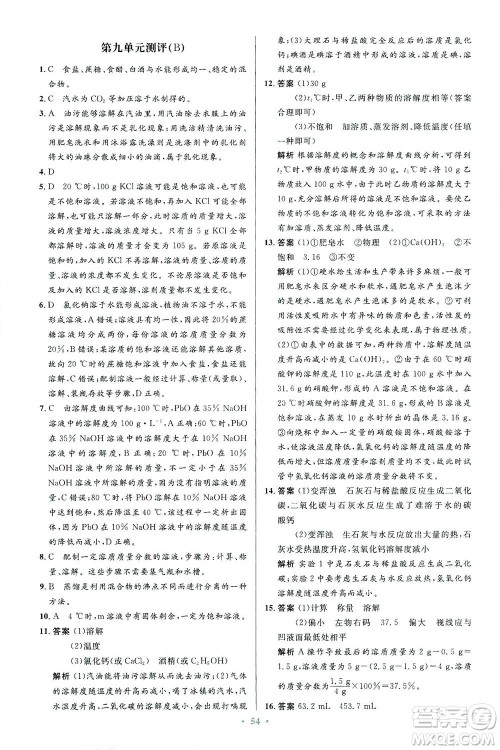 人民教育出版社2021初中同步测控优化设计九年级化学下册人教版答案