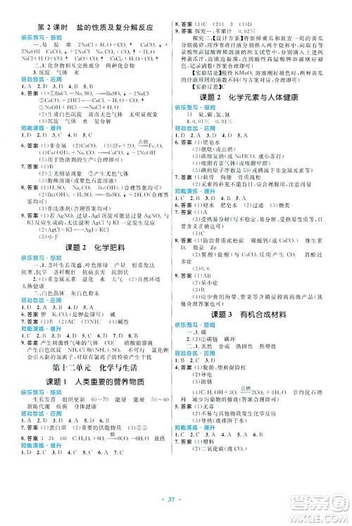 人民教育出版社2021初中同步测控优化设计九年级化学全一册人教版福建专版答案