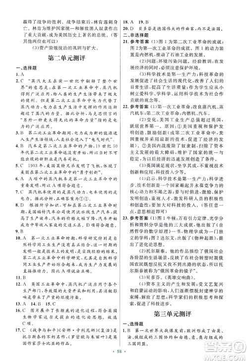 人民教育出版社2021初中同步测控优化设计九年级历史下册人教版答案