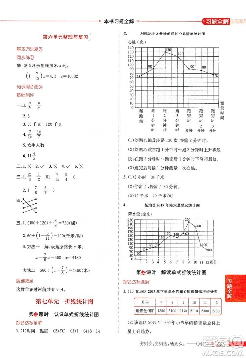 陕西人民教育出版社2021小学教材全解五年级下册数学河北教育版参考答案