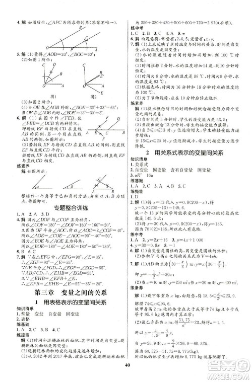 现代教育出版社2021初中同步学考优化设计七年级数学下册BS北师大版答案