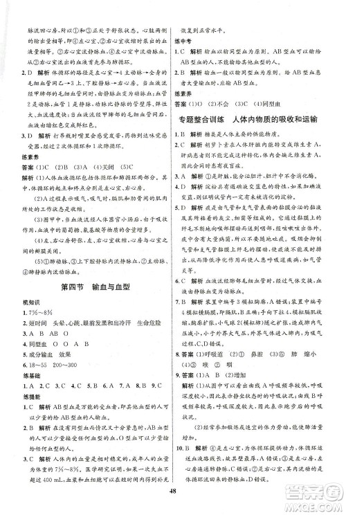 现代教育出版社2021初中同步学考优化设计七年级生物下册RJ人教版答案 现代教育出版社2021初中同步学考优化设计七年级生物下册RJ人教版答案