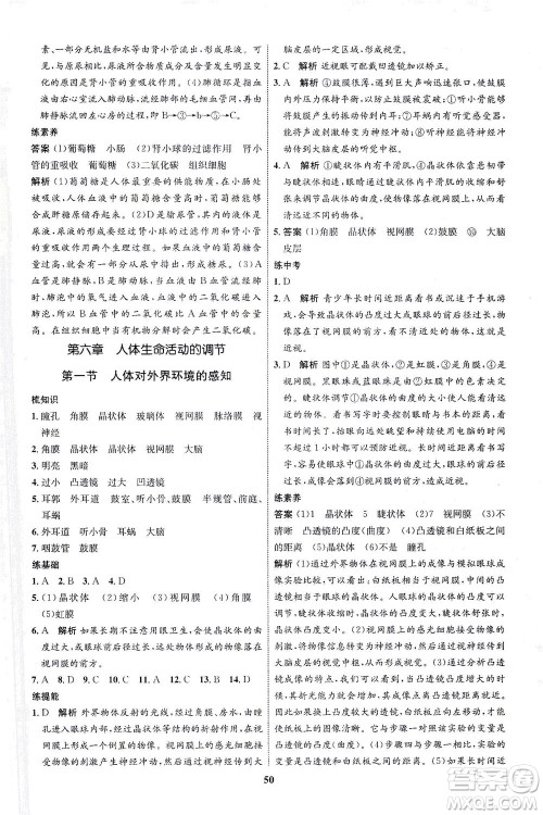 现代教育出版社2021初中同步学考优化设计七年级生物下册RJ人教版答案 现代教育出版社2021初中同步学考优化设计七年级生物下册RJ人教版答案