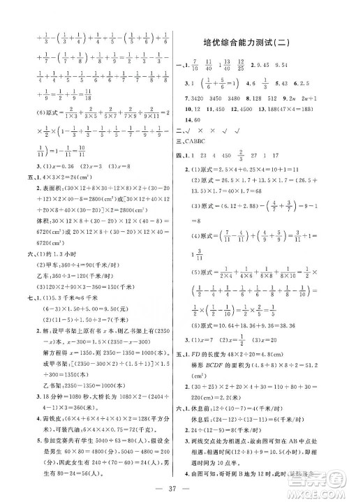 崇文书局2021培优新帮手五年级数学通用版参考答案
