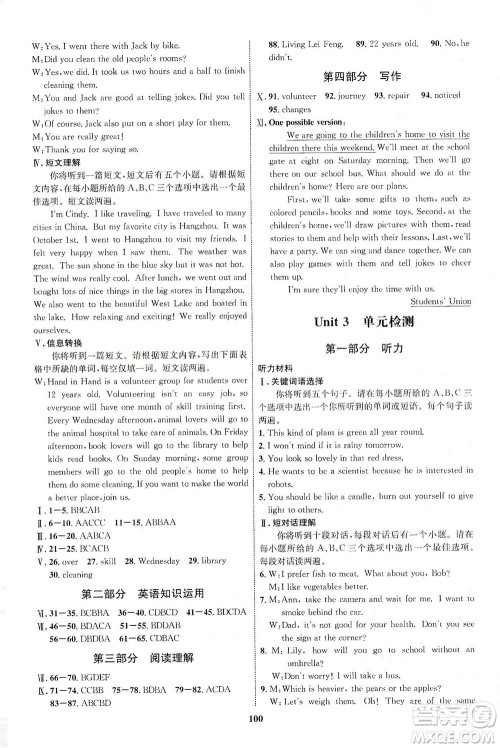 现代教育出版社2021初中同步学考优化设计八年级英语下册RJ人教版答案 现代教育出版社2021初中同步学考优化设计八年级英语下册RJ人教版答案