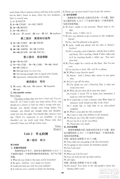 现代教育出版社2021初中同步学考优化设计八年级英语下册RJ人教版答案 现代教育出版社2021初中同步学考优化设计八年级英语下册RJ人教版答案