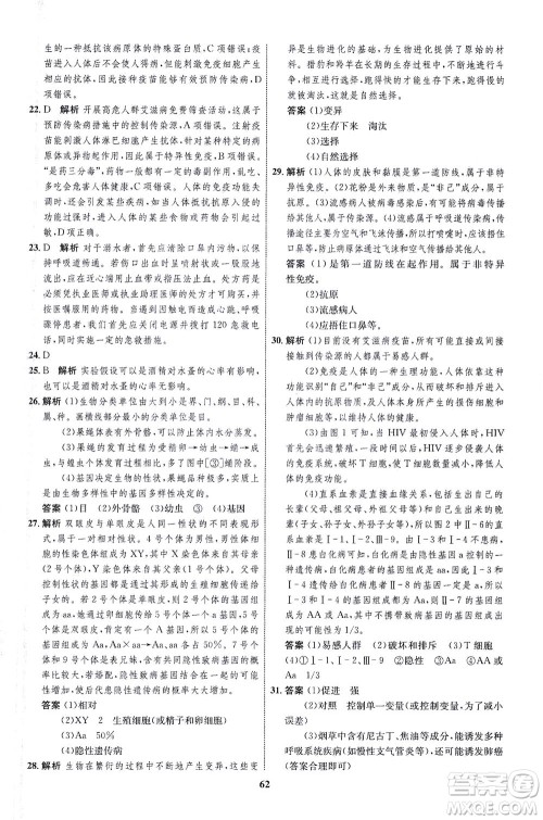 现代教育出版社2021初中同步学考优化设计八年级生物下册RJ人教版答案 现代教育出版社2021初中同步学考优化设计八年级生物下册RJ人教版答案