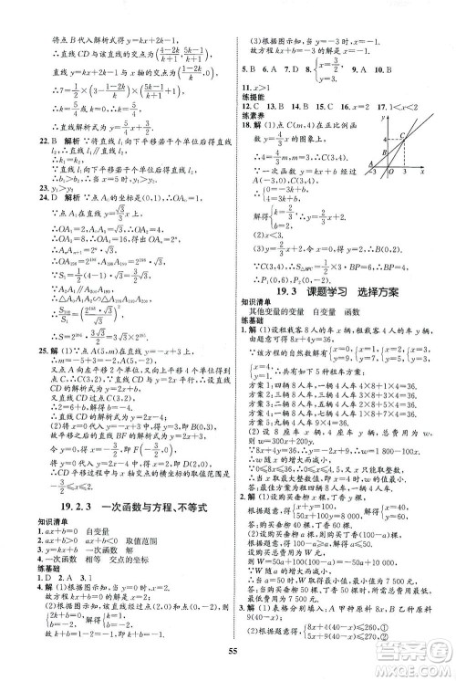 现代教育出版社2021初中同步学考优化设计八年级数学下册RJ人教版答案