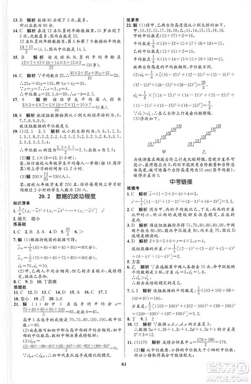 现代教育出版社2021初中同步学考优化设计八年级数学下册RJ人教版答案