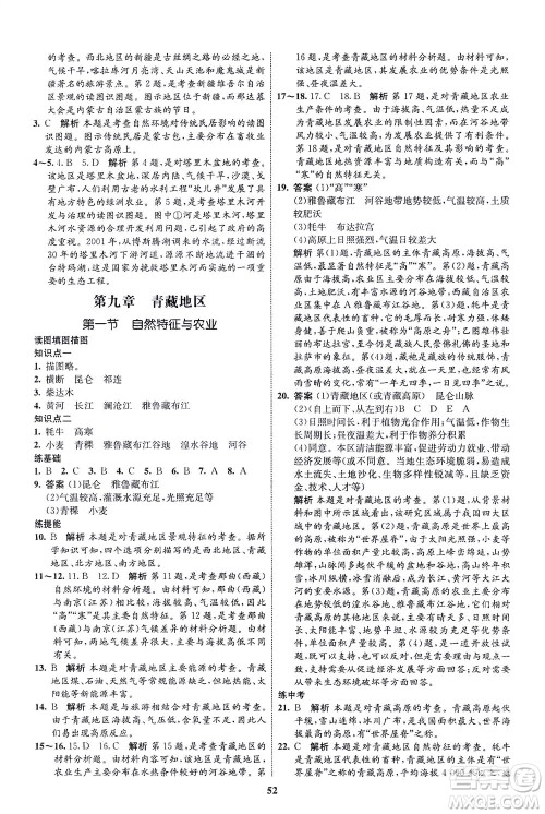 现代教育出版社2021初中同步学考优化设计八年级地理下册RJ人教版答案