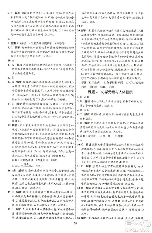 现代教育出版社2021初中同步学考优化设计九年级化学下册RJ人教版答案