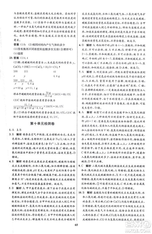 现代教育出版社2021初中同步学考优化设计九年级化学下册RJ人教版答案