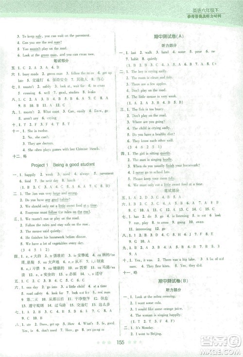 江苏凤凰美术出版社2021创新课时作业本英语六年级下册江苏版答案 江苏凤凰美术出版社2021创新课时作业本英语六年级下册江苏版答案