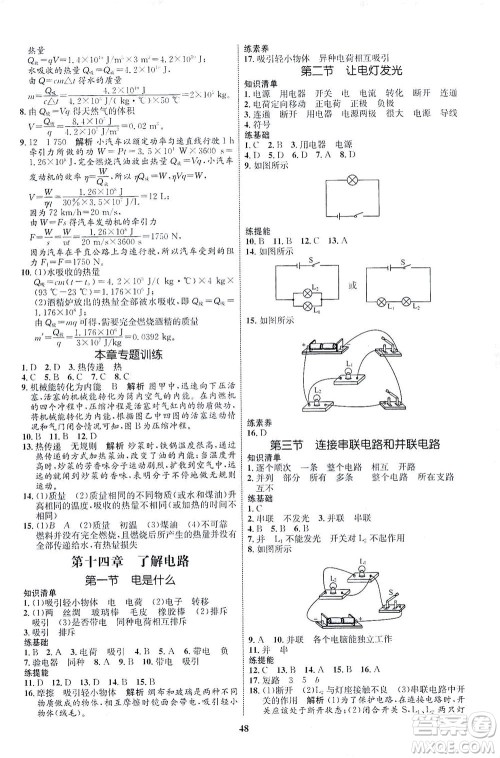 现代教育出版社2021初中同步学考优化设计九年级物理全一册HK沪科版答案