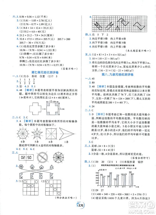 江西人民出版社2021春王朝霞德才兼备作业创新设计数学四年级下册RJ版人教版答案
