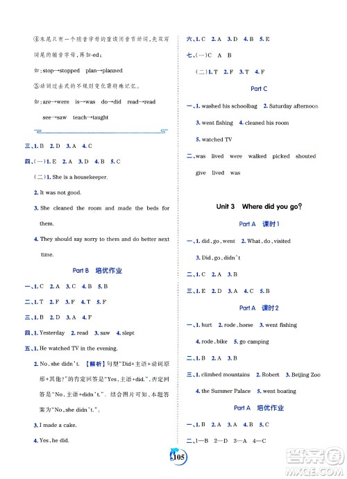 江西人民出版社2021春王朝霞德才兼备作业创新设计英语六年级下册PEP版人教版答案