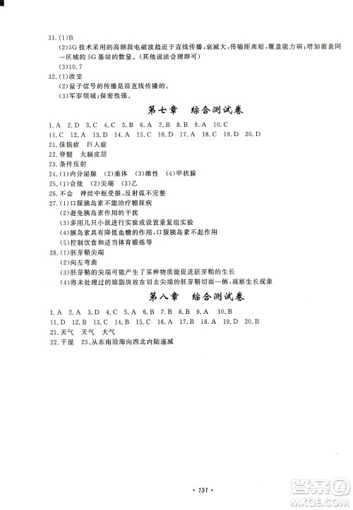 花山文艺出版社2021学科能力达标初中生100全优卷八年级科学下册华东师大版答案 花山文艺出版社2021学科能力达标初中生100全优卷八年级科学下册华东师大版答案