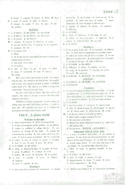 江苏凤凰美术出版社2021创新课时作业本英语八年级下册江苏版答案 江苏凤凰美术出版社2021创新课时作业本英语八年级下册江苏版答案