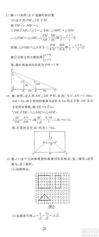 花山文艺出版社2021学科能力达标初中生100全优卷九年级数学下册浙教版答案 花山文艺出版社2021学科能力达标初中生100全优卷九年级数学下册浙教版答案