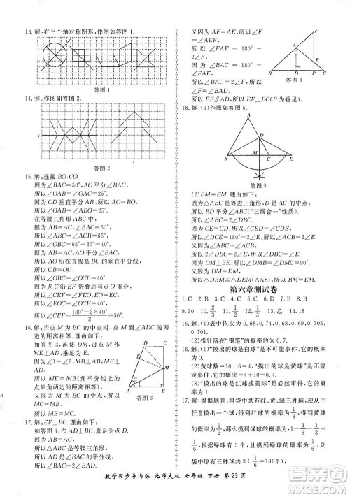 郑州大学出版社2021新学案同步导与练七年级数学下册北师大版答案