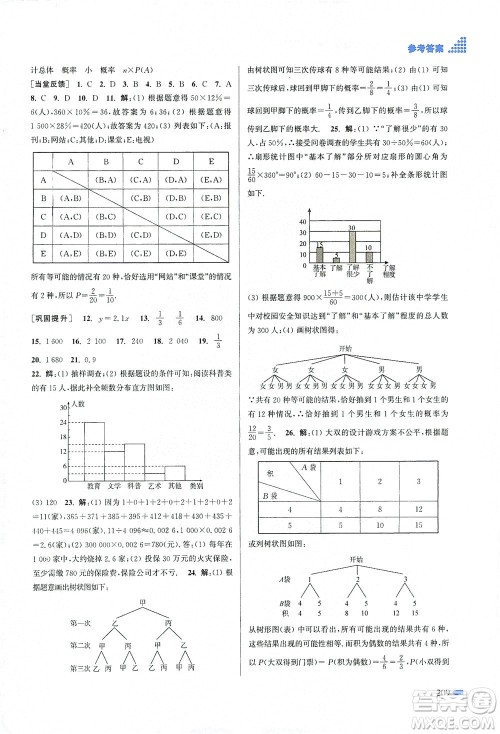 江苏凤凰美术出版社2021创新课时作业本数学九年级下册江苏版答案