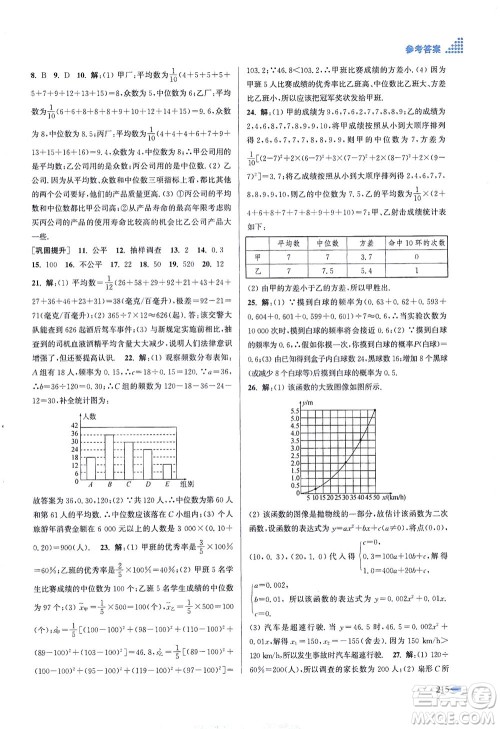 江苏凤凰美术出版社2021创新课时作业本数学九年级下册江苏版答案 江苏凤凰美术出版社2021创新课时作业本数学九年级下册江苏版答案