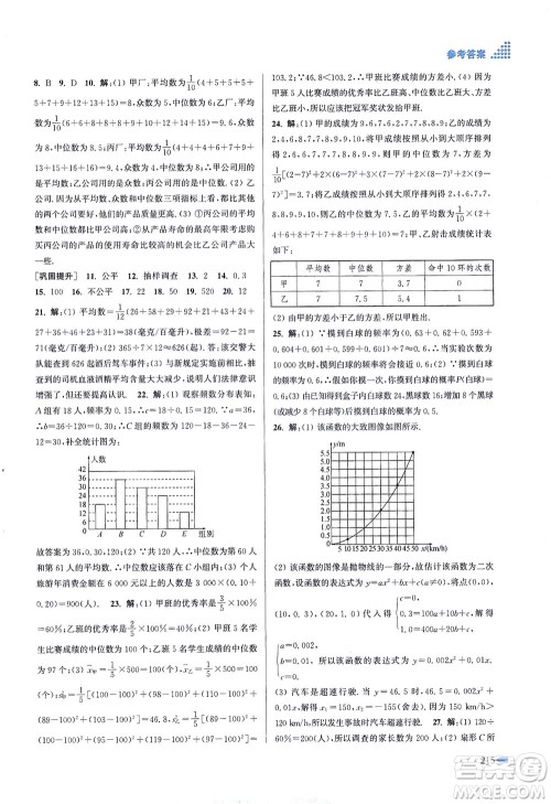 江苏凤凰美术出版社2021创新课时作业本数学九年级下册江苏版答案