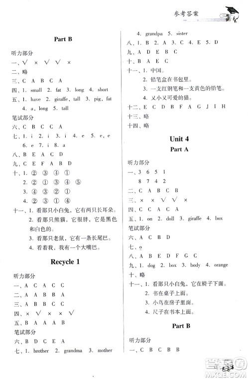 广东经济出版社2021双基同步导航训练三年级英语下册人教PEP版答案 广东经济出版社2021双基同步导航训练三年级英语下册人教PEP版答案