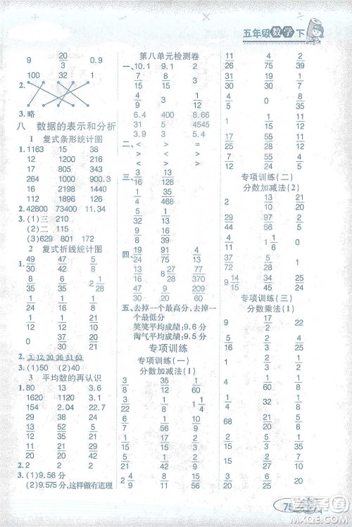 西安出版社2021帮你学口算题卡五年级下册数学北师大版参考答案