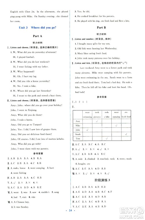 人民教育出版社2021同步解析与测评六年级英语下册人教版答案