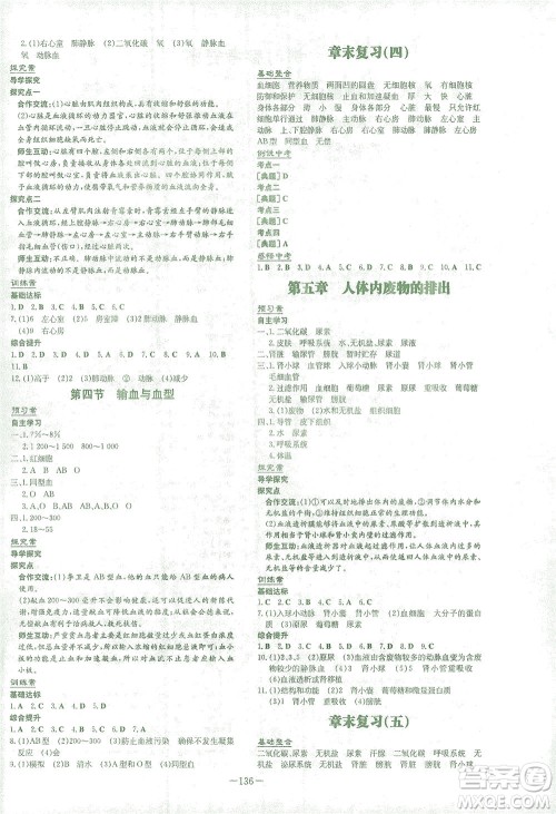 新世纪出版社2021初中同步学习导与练七年级生物下册人教版答案 新世纪出版社2021初中同步学习导与练七年级生物下册人教版答案