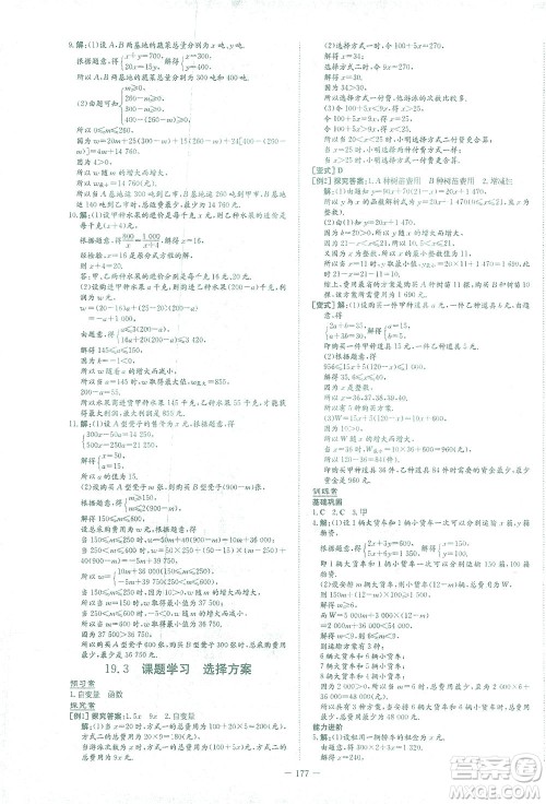 新世纪出版社2021初中同步学习导与练八年级数学下册人教版答案