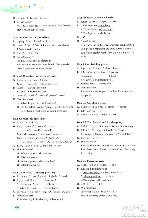 上海教育出版社2021小学英语拓展阅读三年级第二学期参考答案 上海教育出版社2021小学英语拓展阅读三年级第二学期参考答案